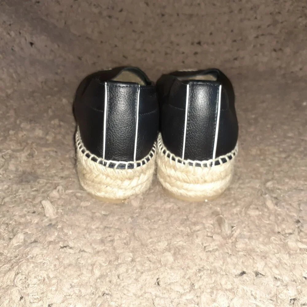 EVERLANE “The Espadrille” Black Leather/Jute Whipstitch & Wedge-Sz 11-NEW/NO BOX